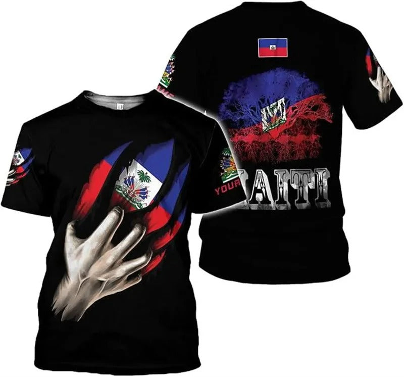 Ripped Flag Haiti T-Shirt For Men/Women