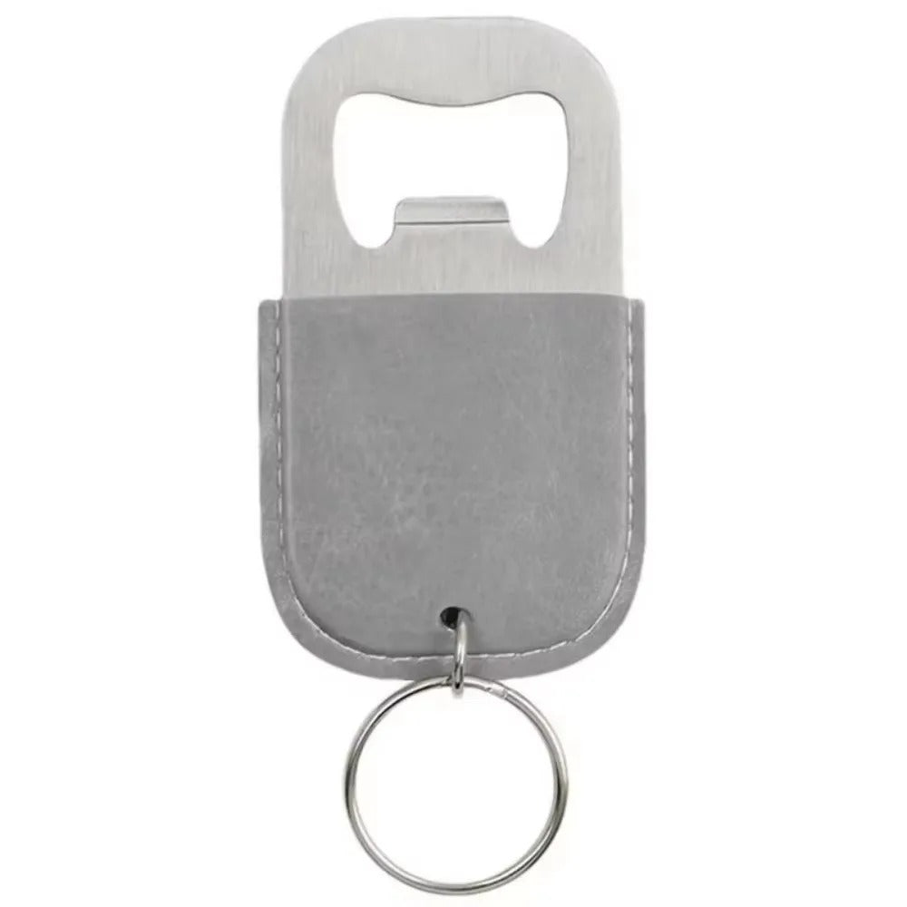 Leather Keychain with Metal Bottle Opener –  Keyring Gift