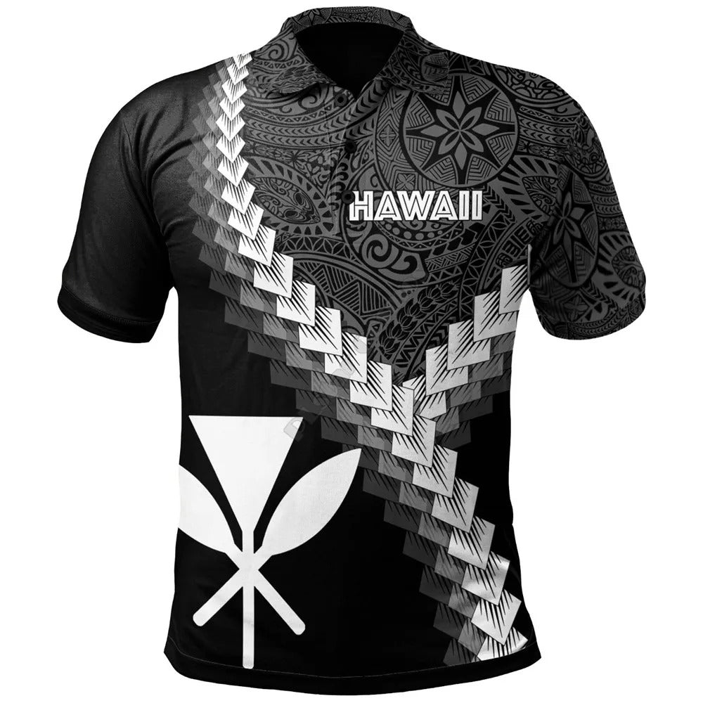 Hawaii Kanaka Coat Of Arms With Polynesian Tattoo Polo Shirt For Men/Women