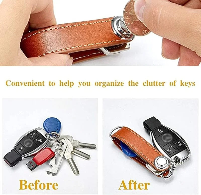 Luxury Leather Car Key Pouch – Smart EDC Key Organizer & Wallet Holder