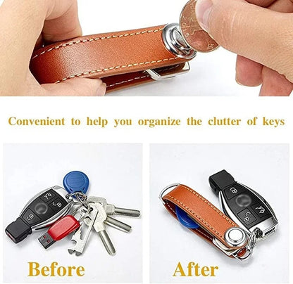 Luxury Leather Car Key Pouch – Smart EDC Key Organizer & Wallet Holder