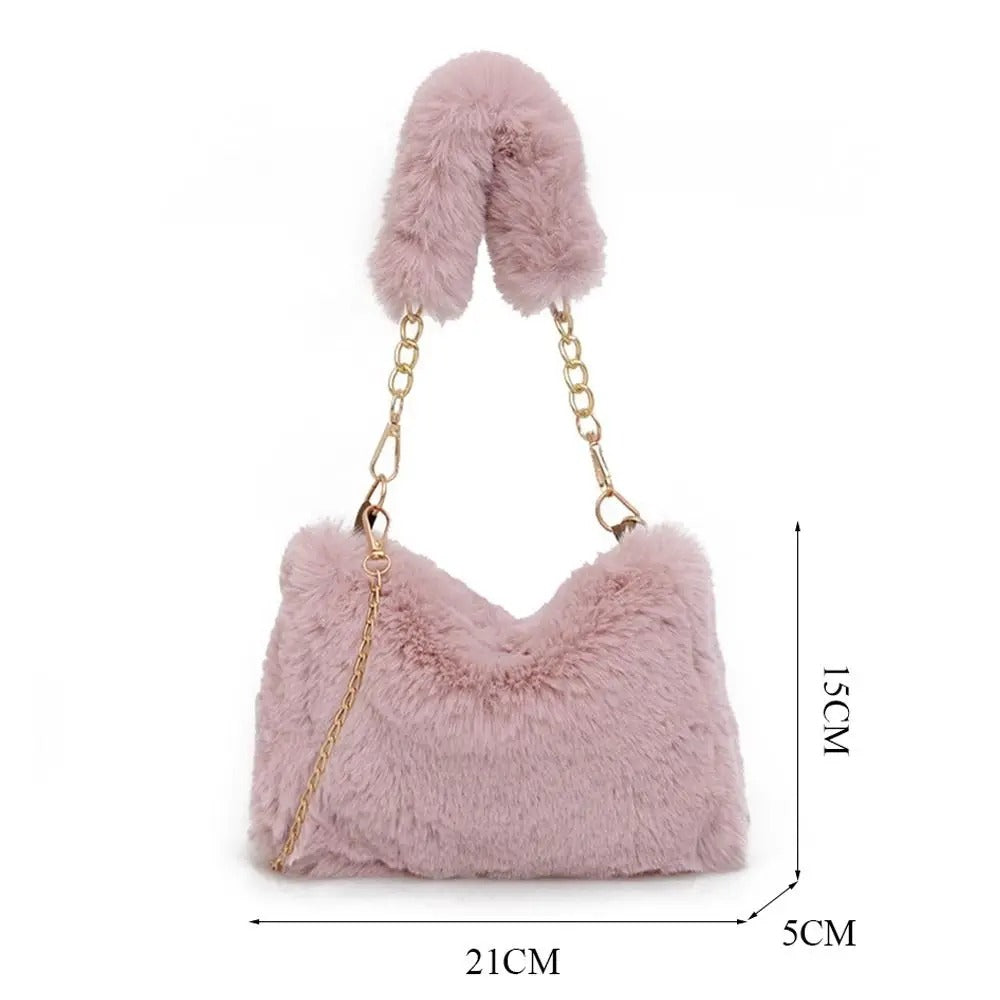 SnowGlow Plush Chain Underarm Bag