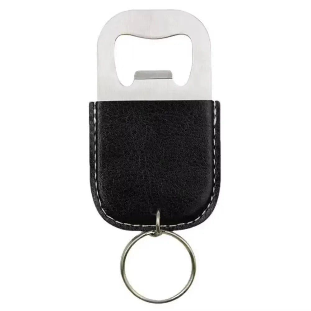 Leather Keychain with Metal Bottle Opener –  Keyring Gift