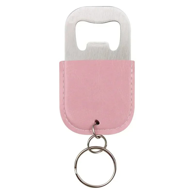 Leather Keychain with Metal Bottle Opener –  Keyring Gift