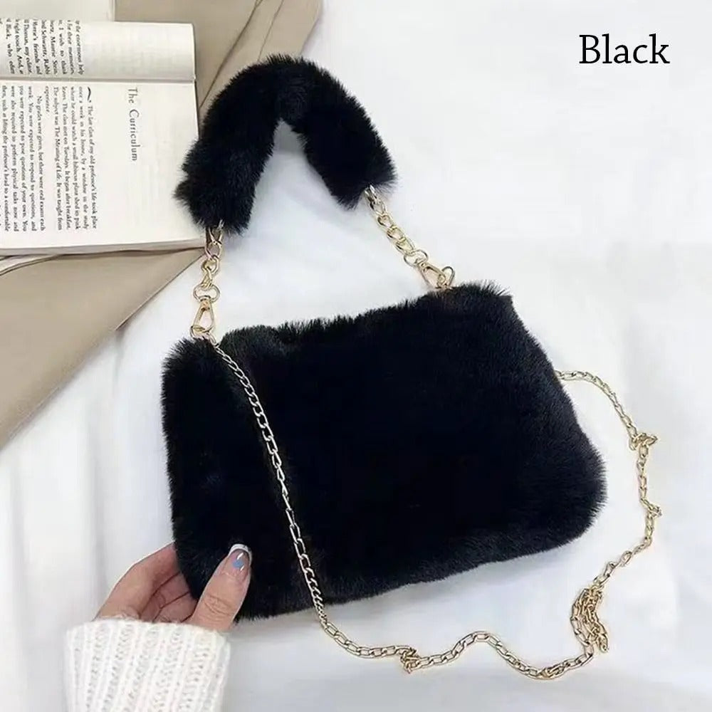 SnowGlow Plush Chain Underarm Bag