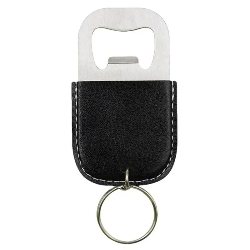Leather Keychain with Metal Bottle Opener –  Keyring Gift