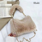SnowGlow Plush Chain Underarm Bag