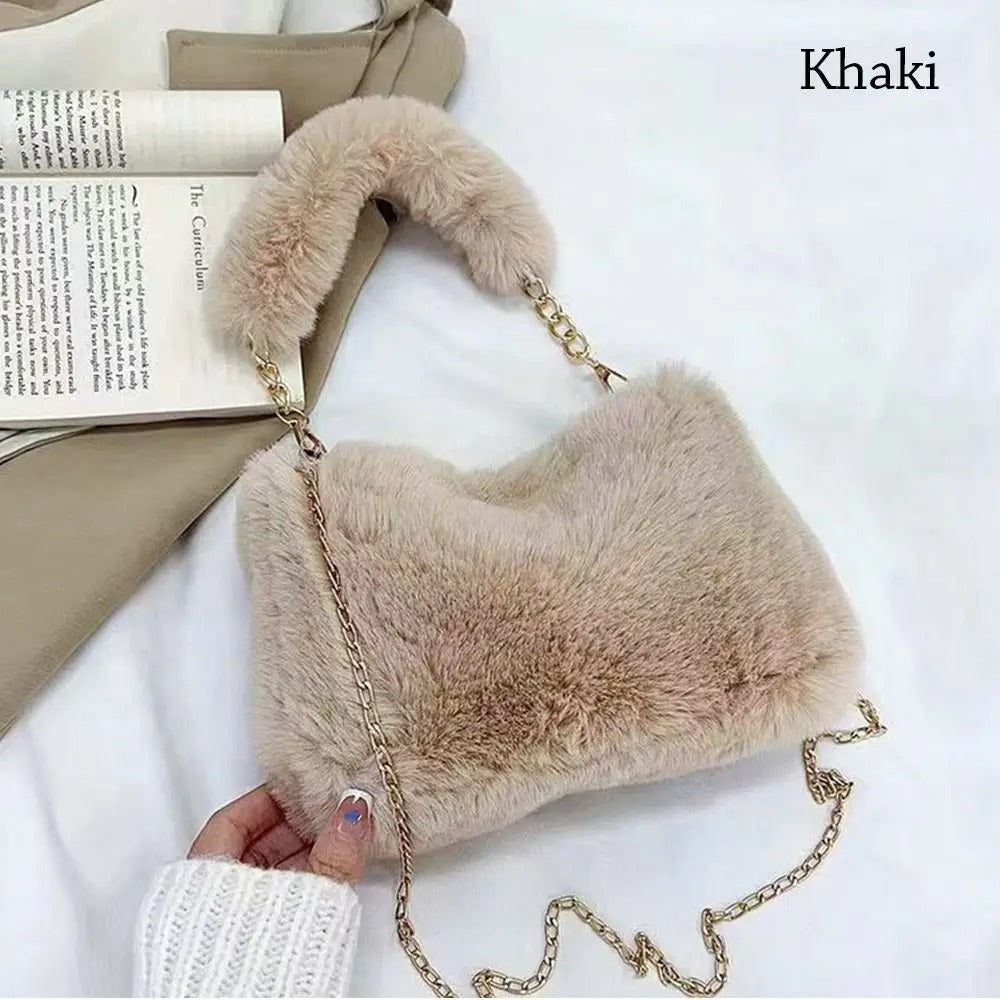 SnowGlow Plush Chain Underarm Bag