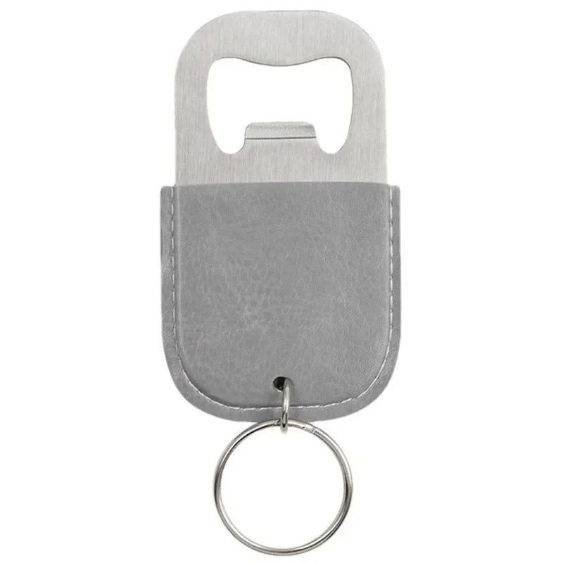 Leather Keychain with Metal Bottle Opener –  Keyring Gift