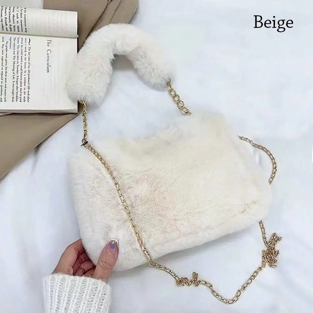 SnowGlow Plush Chain Underarm Bag