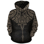 New Zealand Manta Maori Tattoo Ta Moko Gold Hoodie Unisex