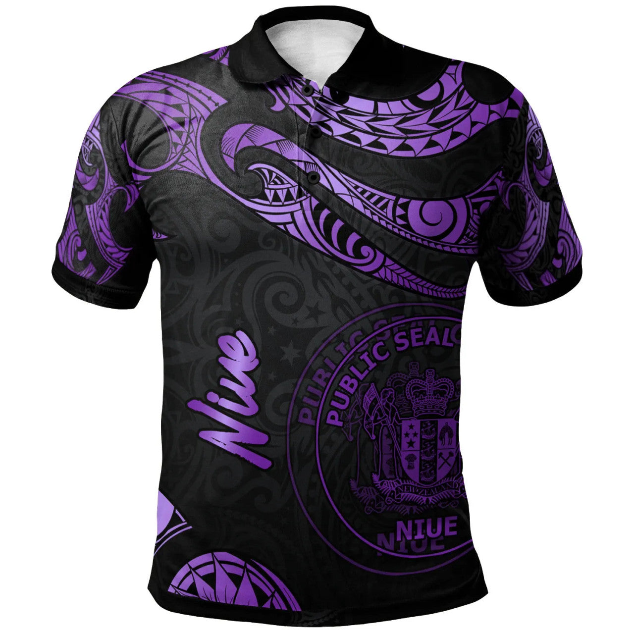 Polynesian Polo Shirt - Poly Tattoo Purple Version - AL01