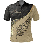 New Zealand Maori Tattoo With Silver Fern Polo Shirt Unisex