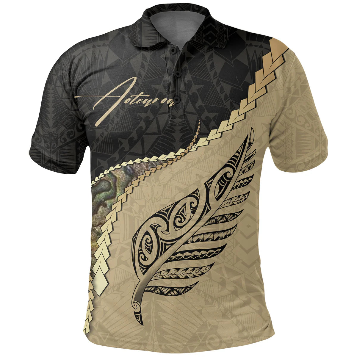 New Zealand Maori Tattoo With Silver Fern Polo Shirt Unisex