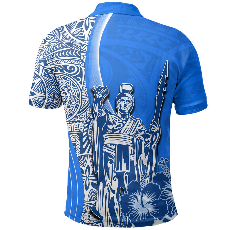 Hawaii King Kamehameha Polynesian Pattern Blue Style Polo Shirt Unisex