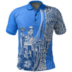 Hawaii King Kamehameha Polynesian Pattern Blue Style Polo Shirt Unisex