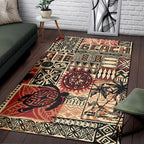 Hawaii Polynesian Hawaiian Style Tribal Fabric Patchwork Area Rug