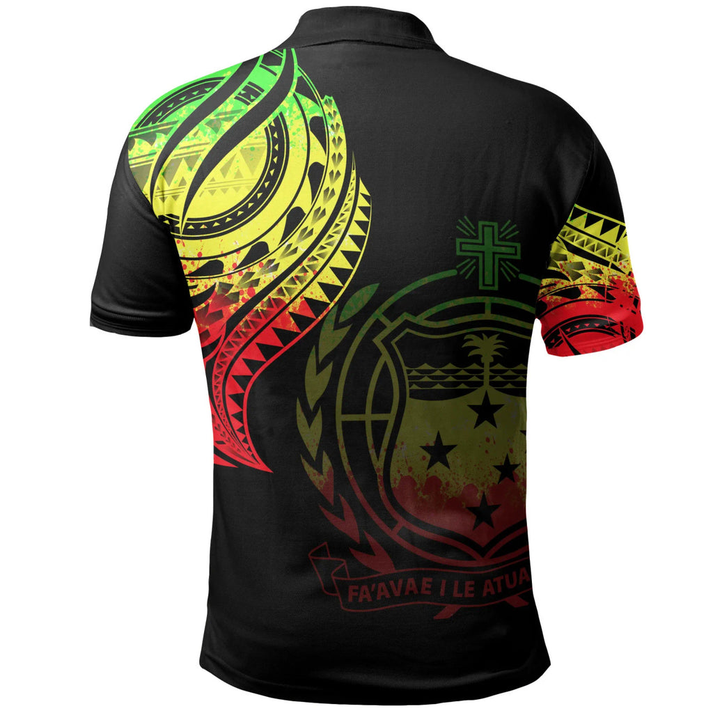 Samoa Polo Shirt - Samoan Tatau Patterns With Coat Of Arms - AL01