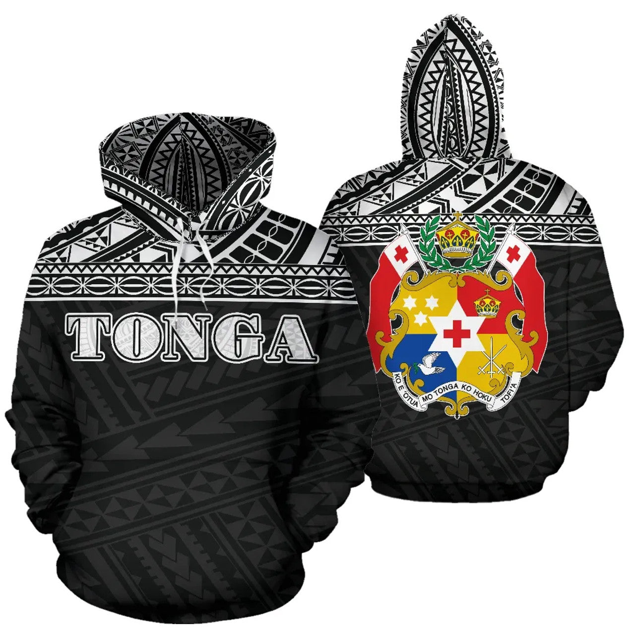Tonga Coat Of Arms With Polynesian Pattern Hoodie For Men/Women