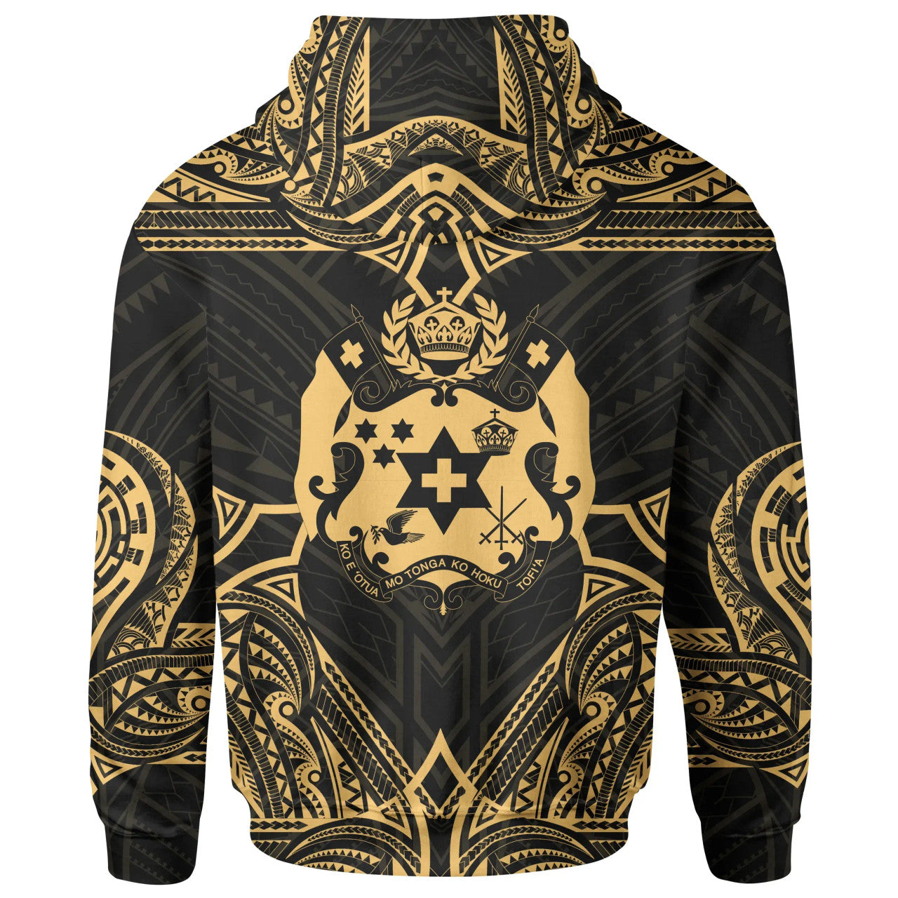 Personalised - Tonga Coat Of Arms With Patterns Gold Color Hoodie Unisex