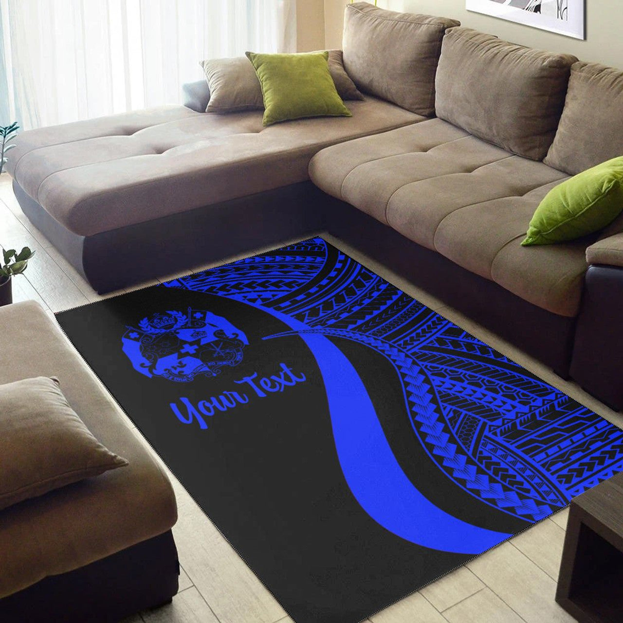 Personalised - Tonga Blue Polynesian Tentacle Tribal Pattern Area Rug