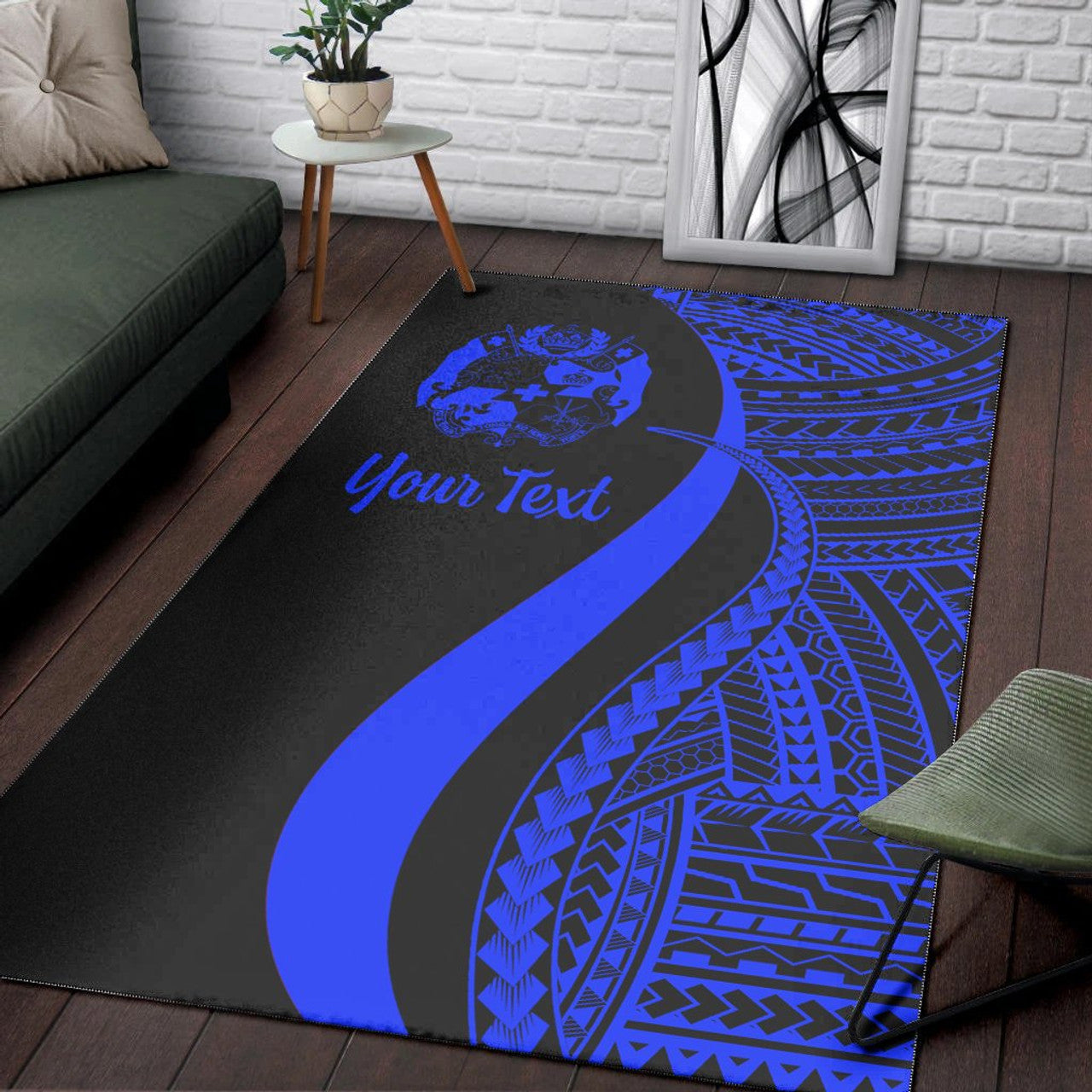 Personalised - Tonga Blue Polynesian Tentacle Tribal Pattern Area Rug