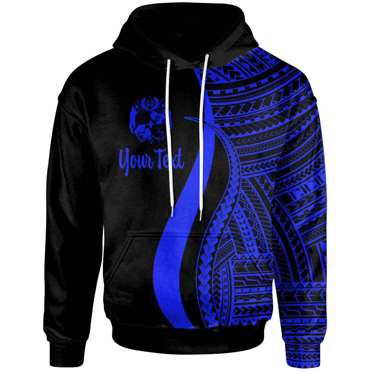 Personalised - Tonga Blue Tentacle Tribal Pattern Hoodie Unisex