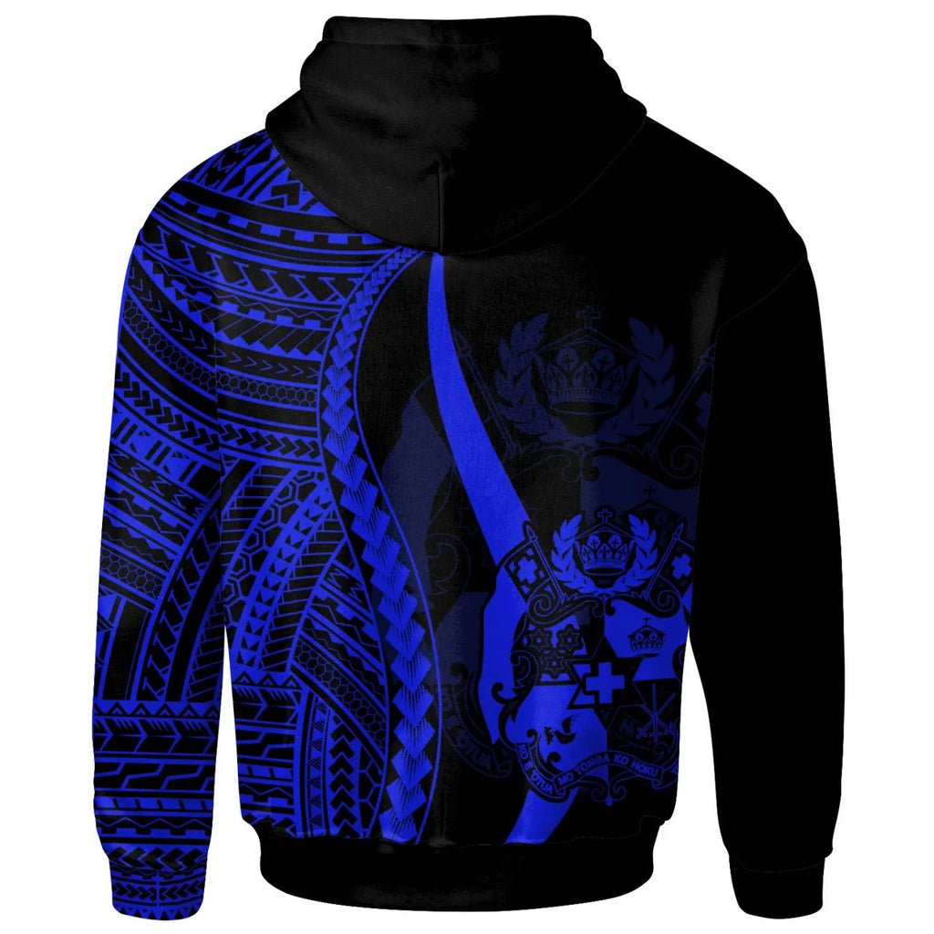 Personalised - Tonga Blue Tentacle Tribal Pattern Hoodie Unisex