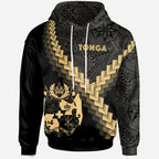 Tonga Coat Of Arms With Polynesian Tattoo Gold Hoodie Unisex