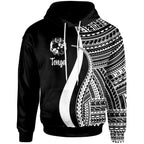 Tonga White Tentacle Tribal Pattern Hoodie Unisex