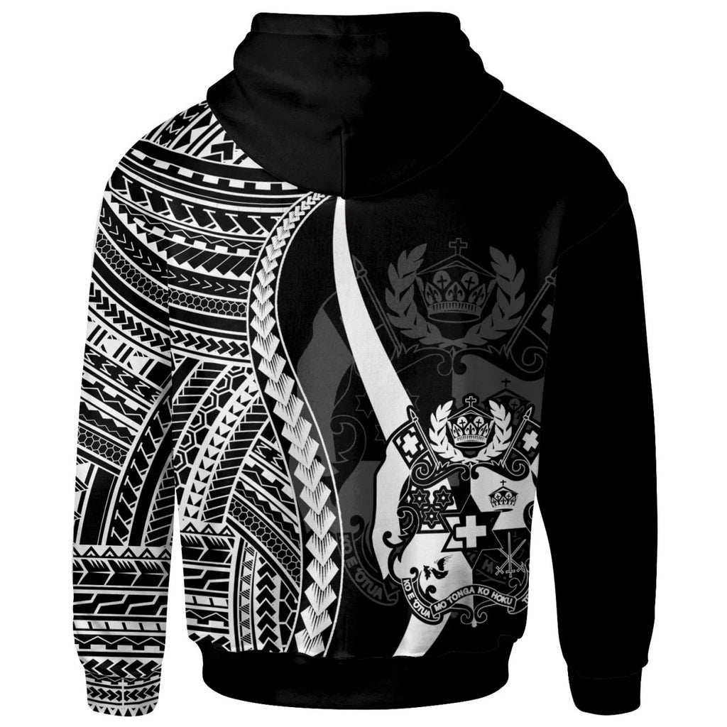 Tonga White Tentacle Tribal Pattern Hoodie Unisex