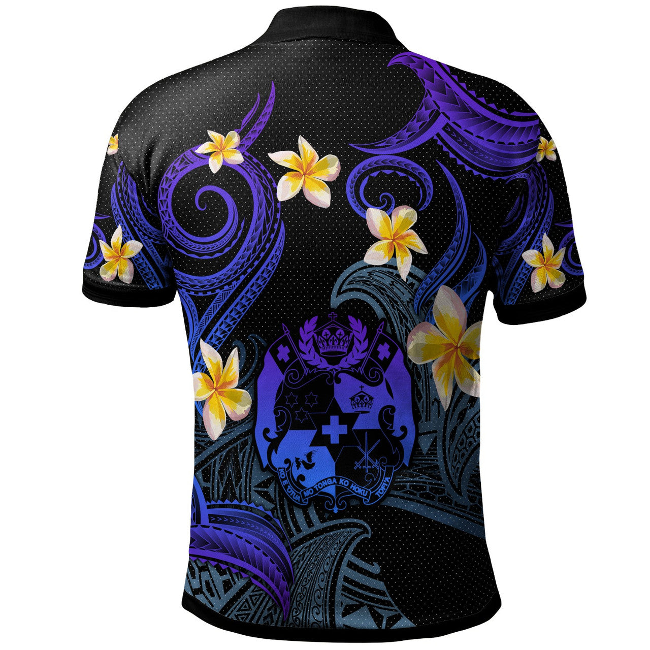 Tonga Polo Shirt - Custom Personalised Polynesian Waves with Plumeria Flowers - AL01