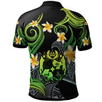 Tonga Polo Shirt - Custom Personalised Polynesian Waves with Plumeria Flowers - AL01
