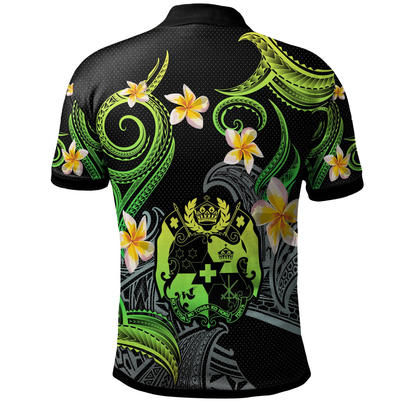 Tonga Polo Shirt - Custom Personalised Polynesian Waves with Plumeria Flowers - AL01