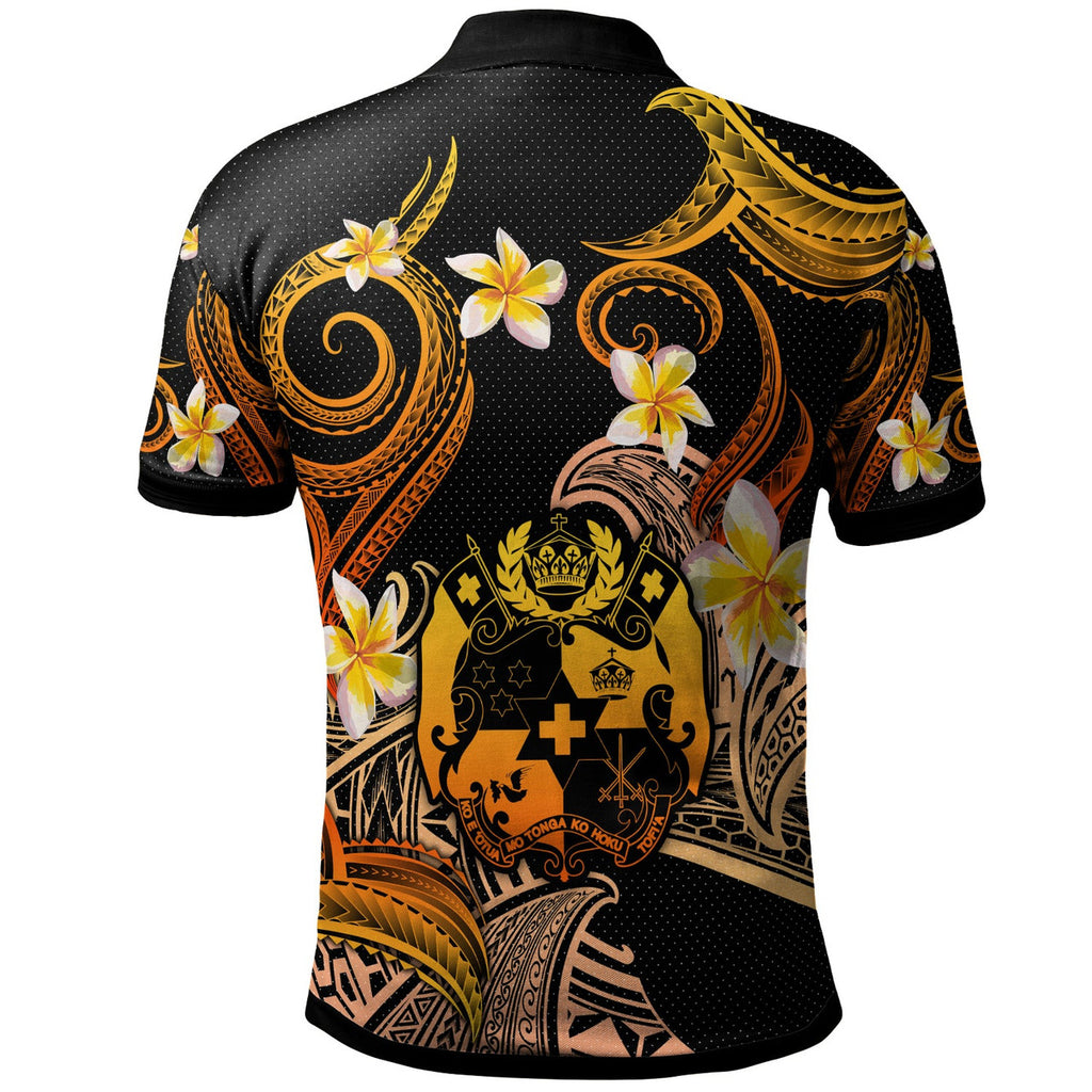 Tonga Polo Shirt - Custom Personalised Polynesian Waves with Plumeria Flowers - AL01
