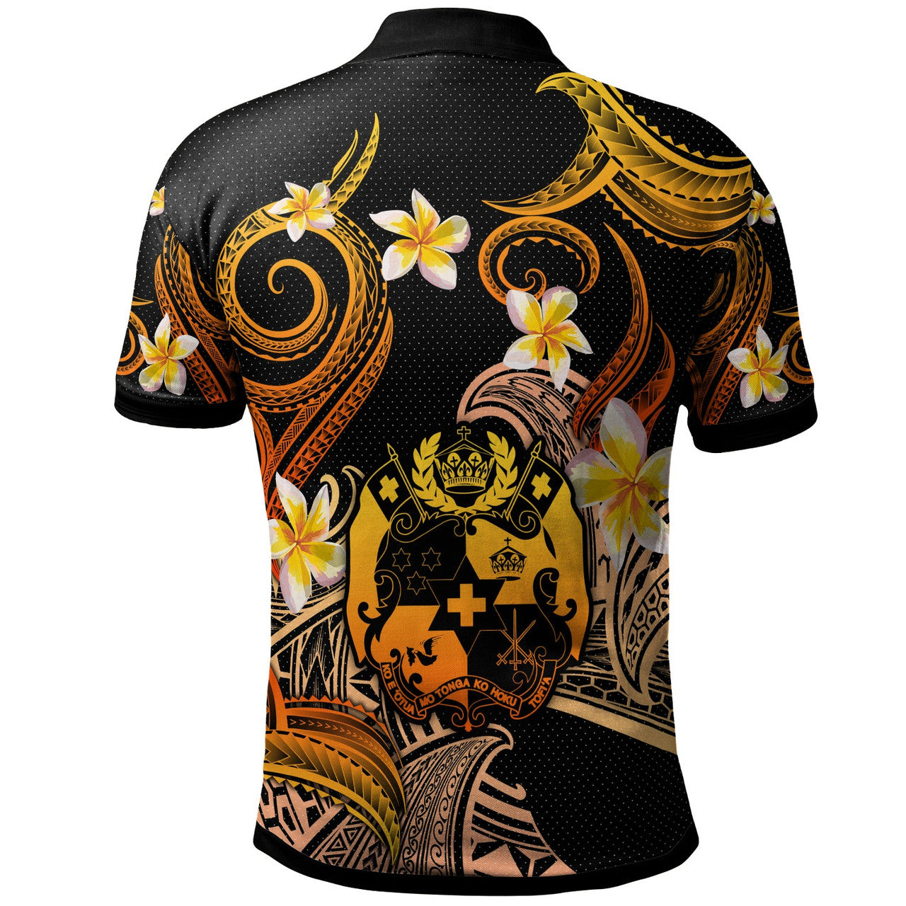 Tonga Polo Shirt - Custom Personalised Polynesian Waves with Plumeria Flowers - AL01