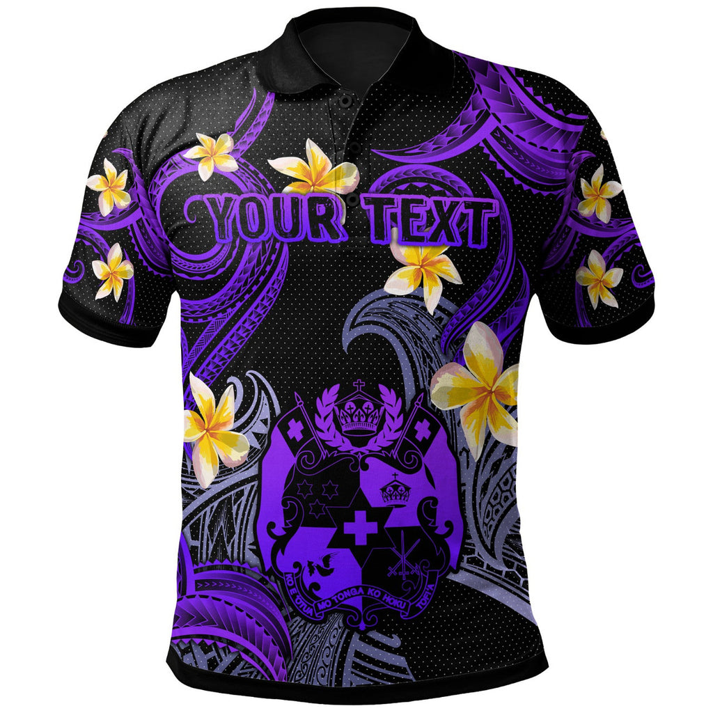 Tonga Polo Shirt - Custom Personalised Polynesian Waves with Plumeria Flowers - AL01
