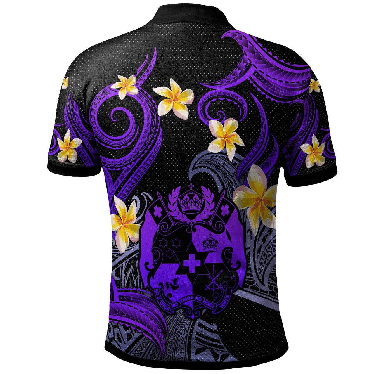 Tonga Polo Shirt - Custom Personalised Polynesian Waves with Plumeria Flowers - AL01