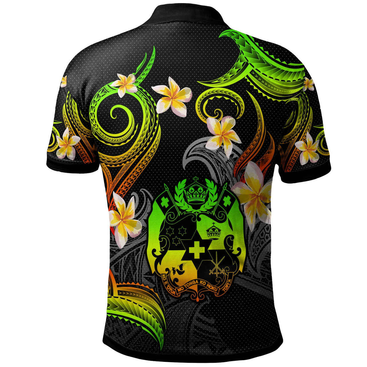Tonga Polo Shirt - Custom Personalised Polynesian Waves with Plumeria Flowers - AL01