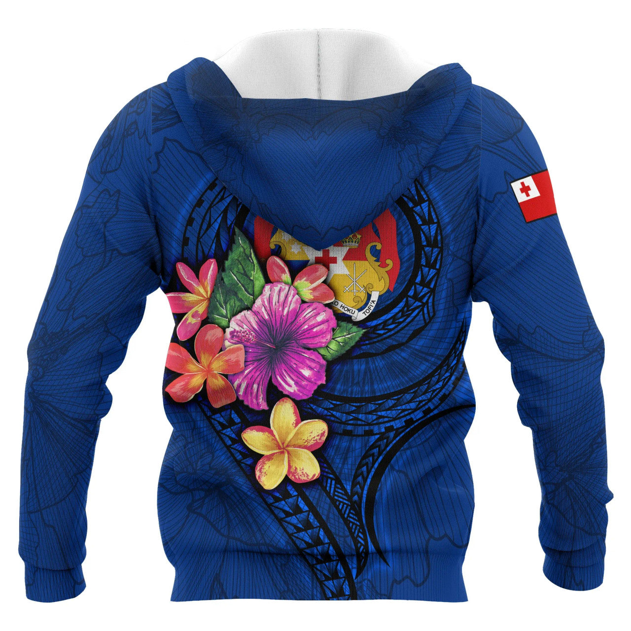 Tonga Polynesian Floral With Seal Blue Hoodie Unisex