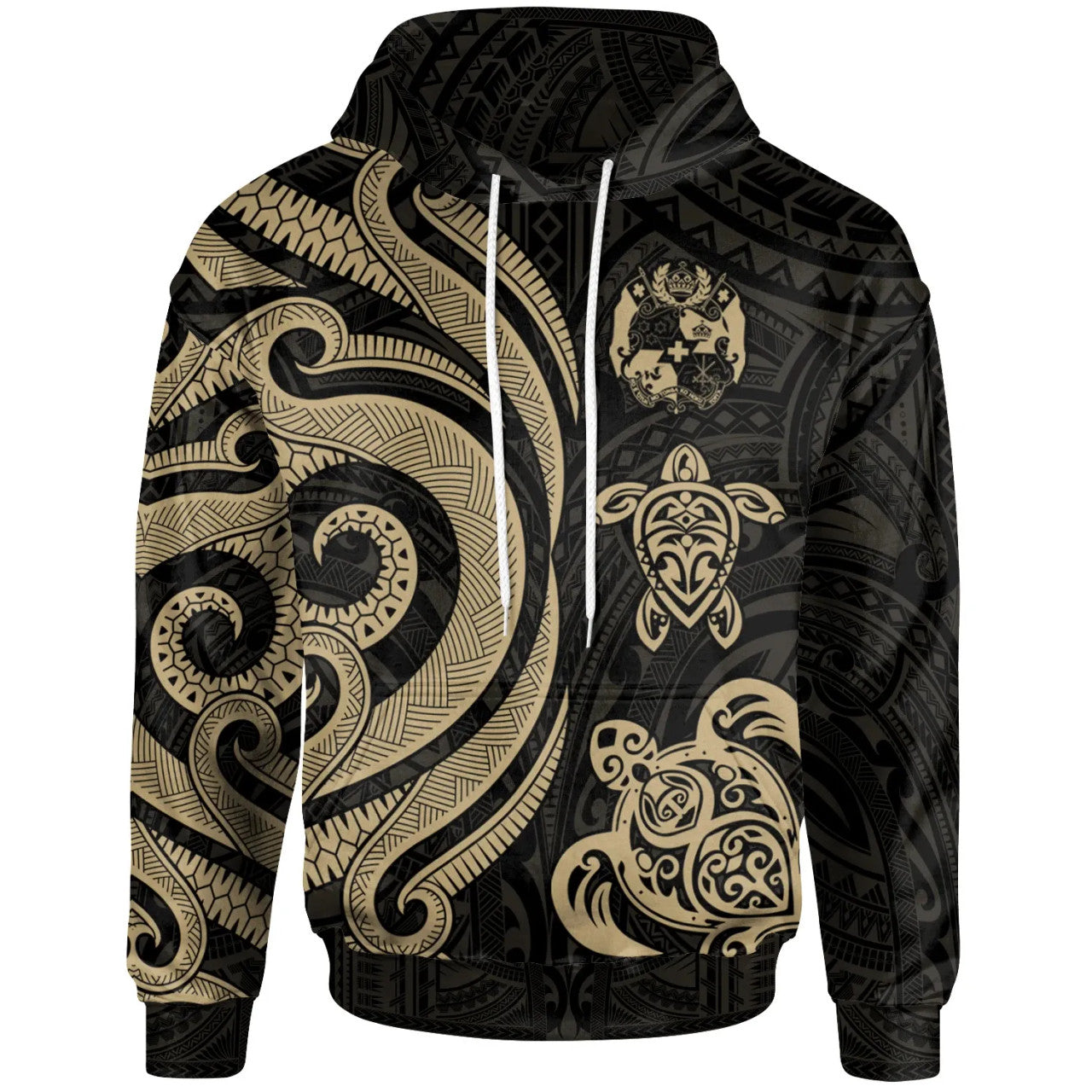 Tonga Polynesian Gold Tentacle Turtle Hoodie Unisex