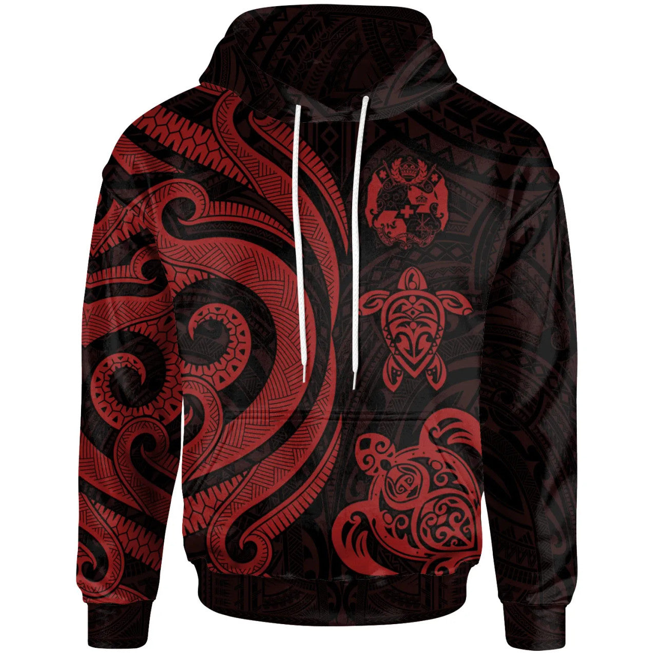 Tonga Polynesian Red Tentacle Turtle Hoodie Unisex