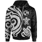 Tonga Polynesian White Tentacle Turtle Hoodie Unisex
