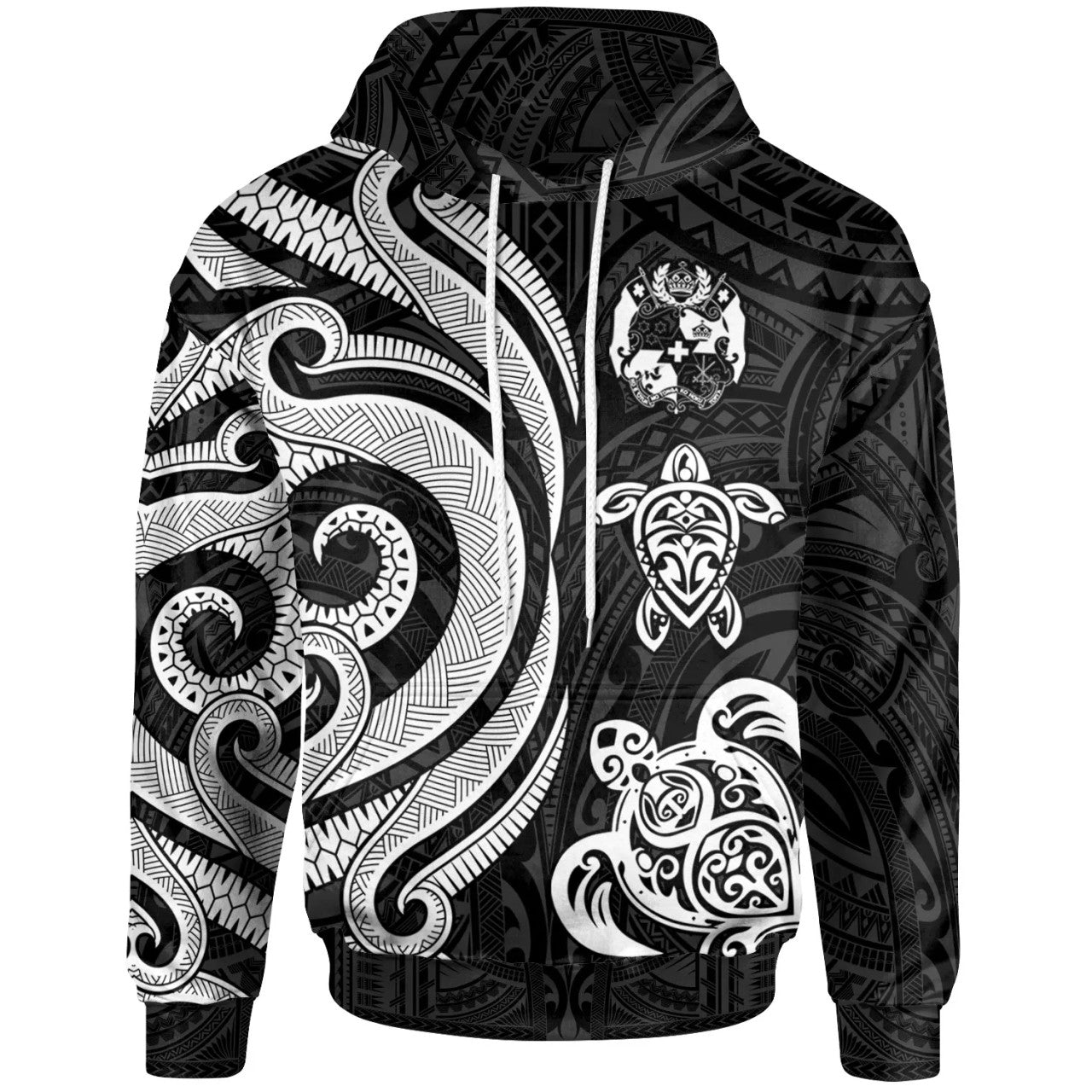 Tonga Polynesian White Tentacle Turtle Hoodie Unisex