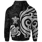 Tonga Polynesian White Tentacle Turtle Hoodie Unisex