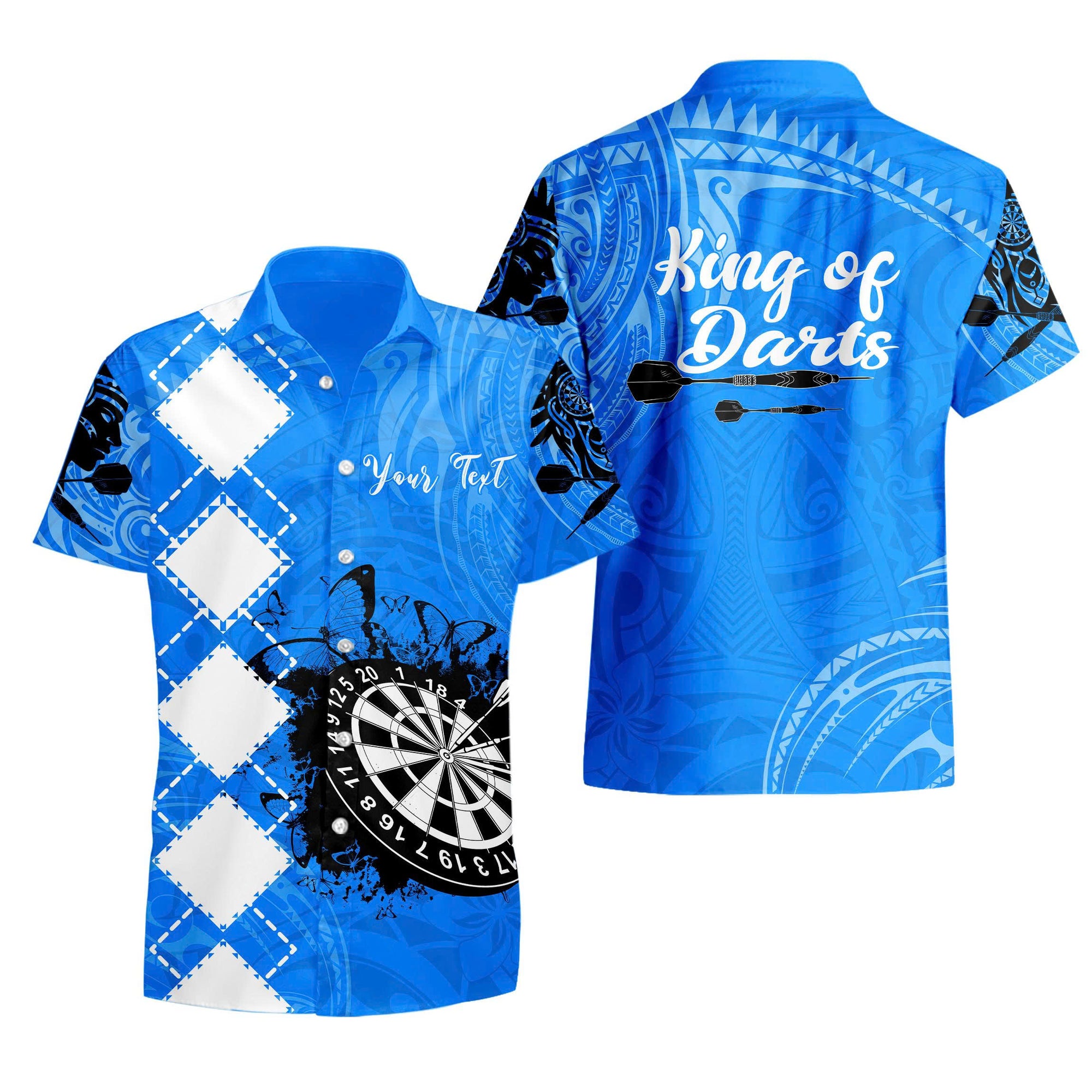 Personalized - Polynesian King Of Darts Hawaiian Shirt With Blue Color For Men/Women - TH02