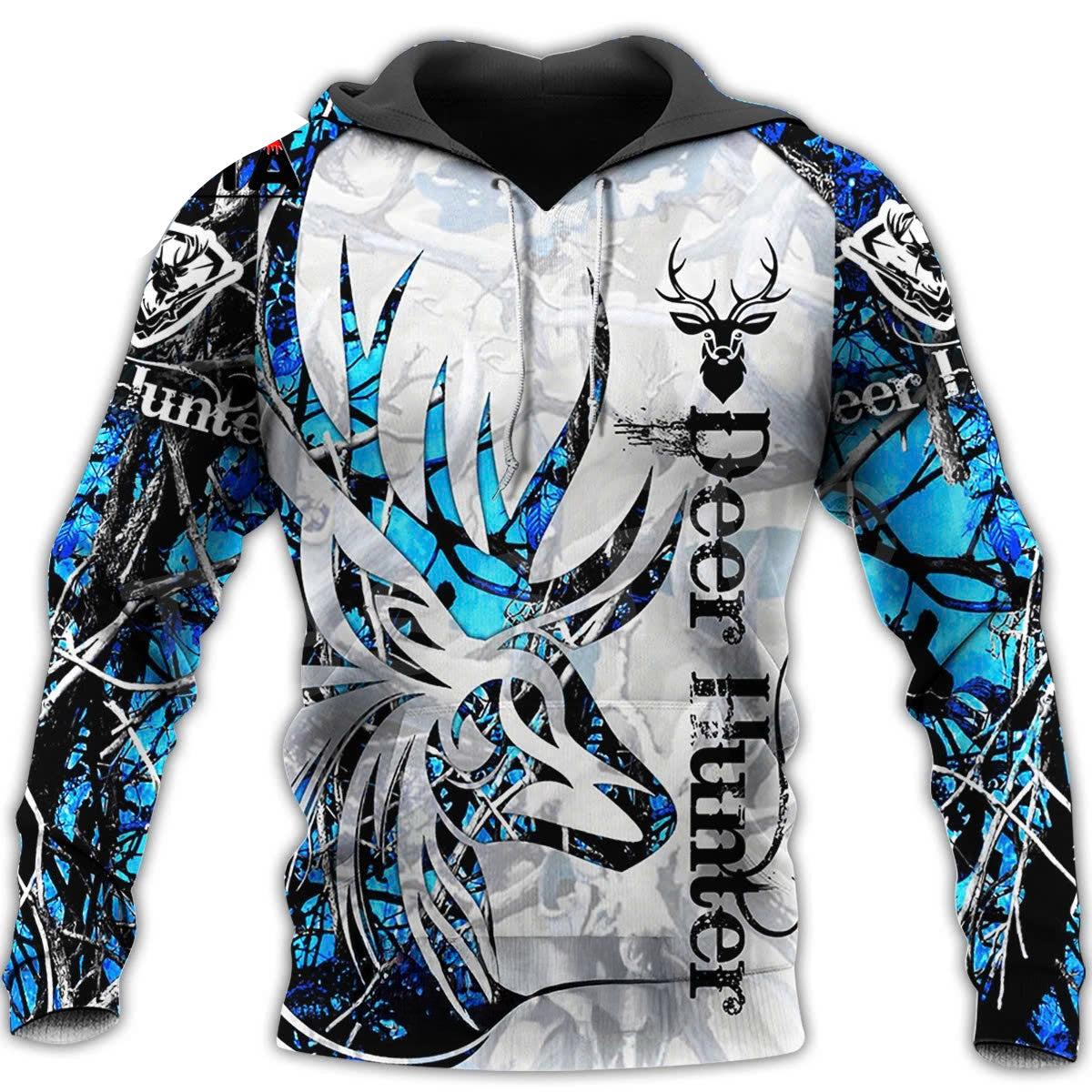 Camo Deer Hunting Camo With Blue Color Hoodie Unisex