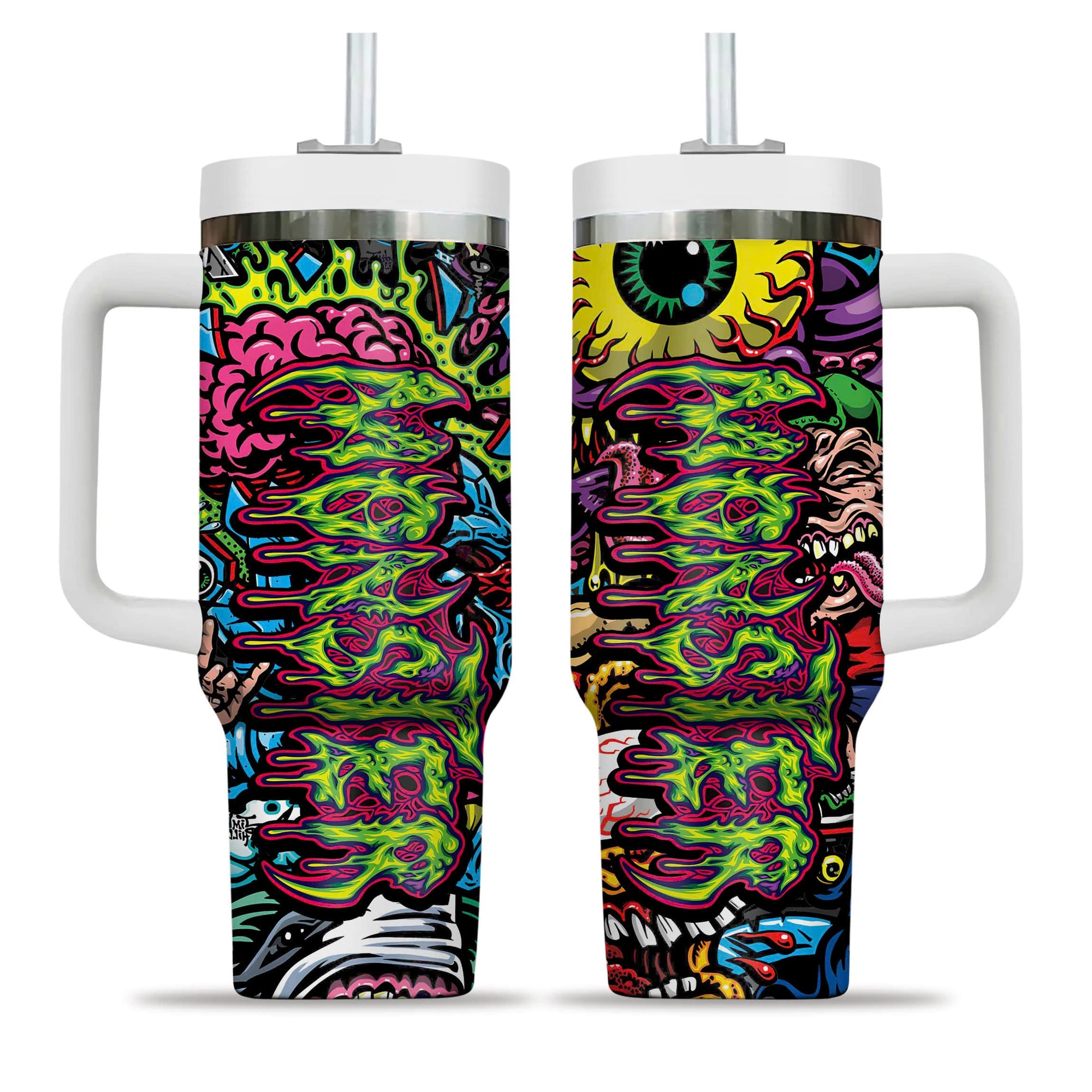 Monster Mashup Design Halloween Vibes Handle With Tumbler – Size 40oz - TH02