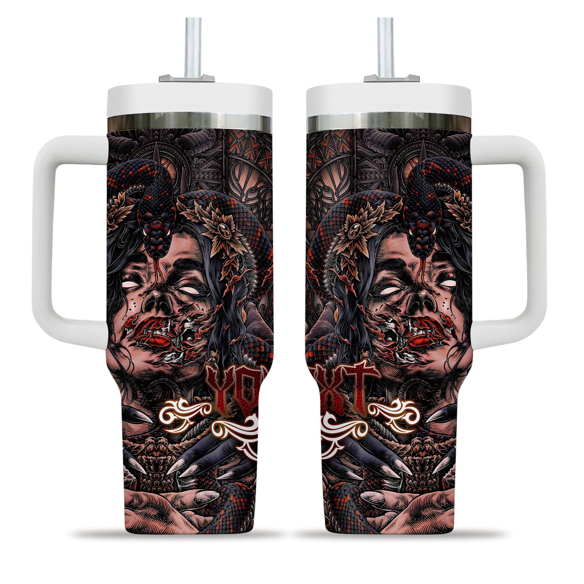 Personalised Fallen Angel Design Halloween Vibes Handle With Tumbler – Size 40oz - TH02