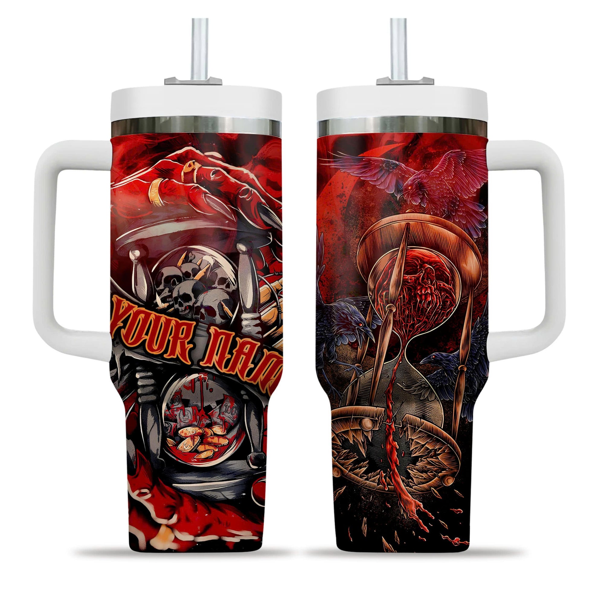 Personalised Time Of Fate Design Halloween Vibes Handle With Tumbler – Size 40oz - TH02